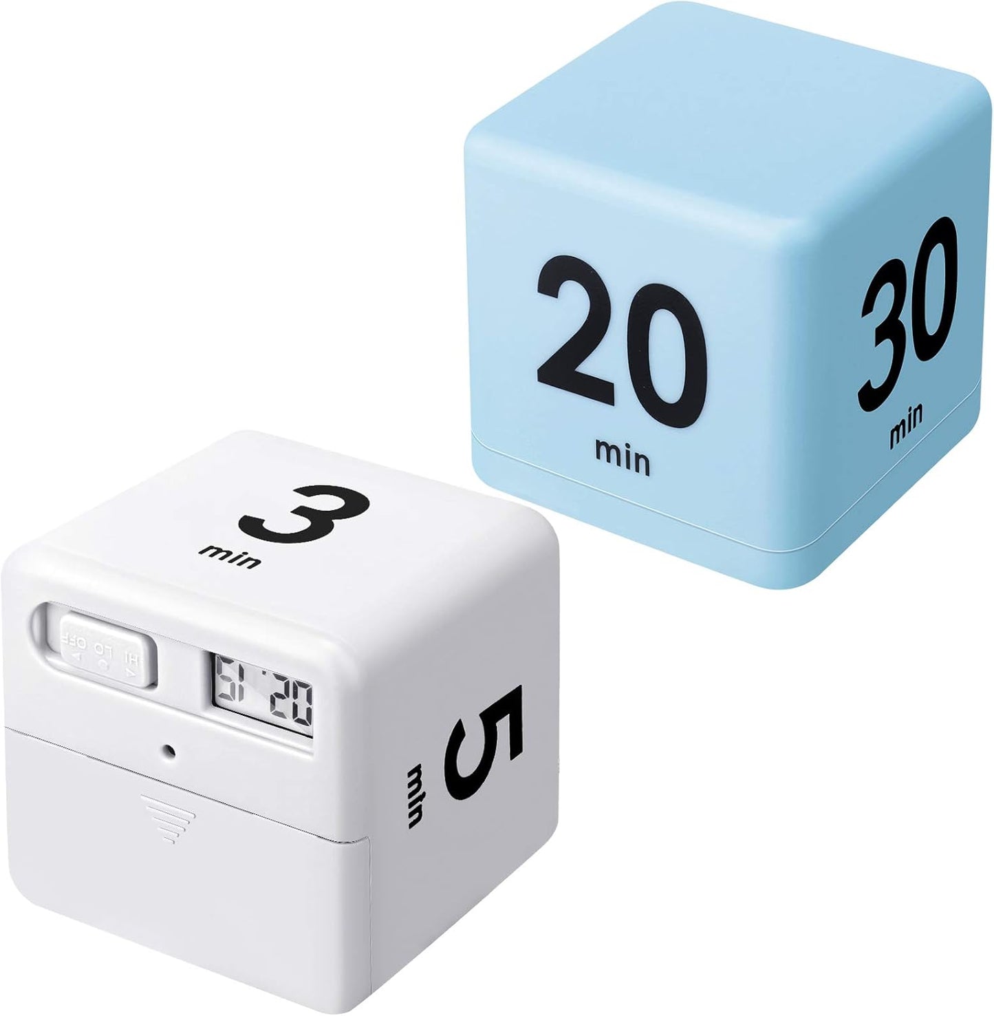 Weewooday 2 Pieces Cube Productivity Timer Flip Gravity Sensor Flip Countdown Countup Workout Timer Management 1 3 5 10 Minutes and 15 20 30 60 Minutes for Work Learning Kitchen Cooking(Green, Blue)