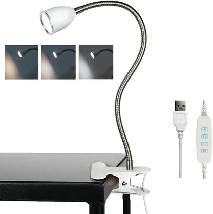 Desk lamp Eye-Caring Table Lamps, 360°Rotation Gooseneck Clip on Lamp Reading Light Portable Reading Book Light Clamp Study Desk Lamps for Bedroom and Office Home Lighting (Black)