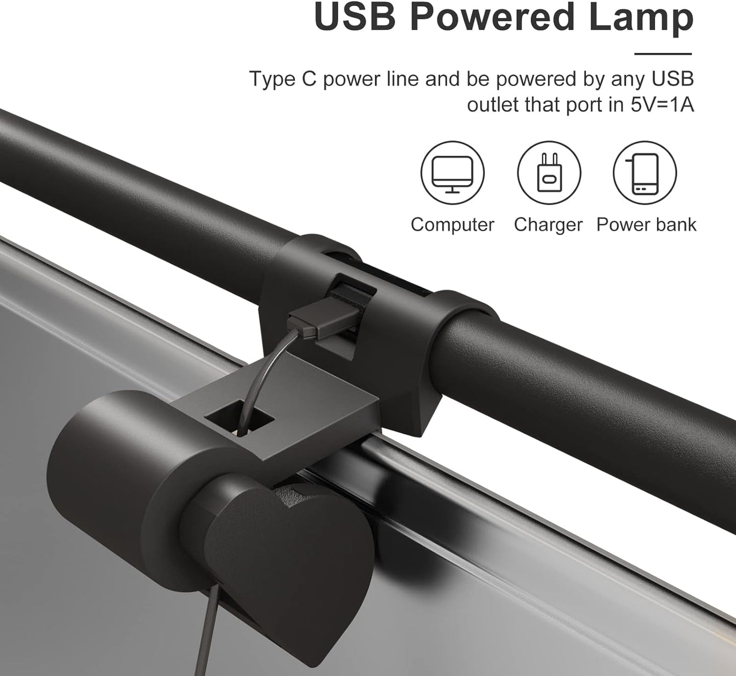 Monitor Light Bar, Fit for Curved/Flat Monitor, Eye-Care USB Reading LED Task Lamp with Touch Control, No Screen Glare Dimmable Desk Lamp Computer Monitor Light Bar for Screen Home Office