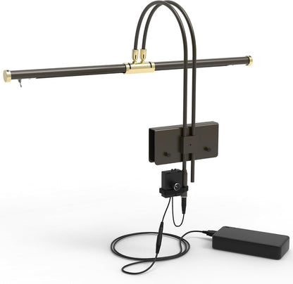 Cocoweb 22" LED Grand Piano Light in Antique Brass with Dimmer Clip