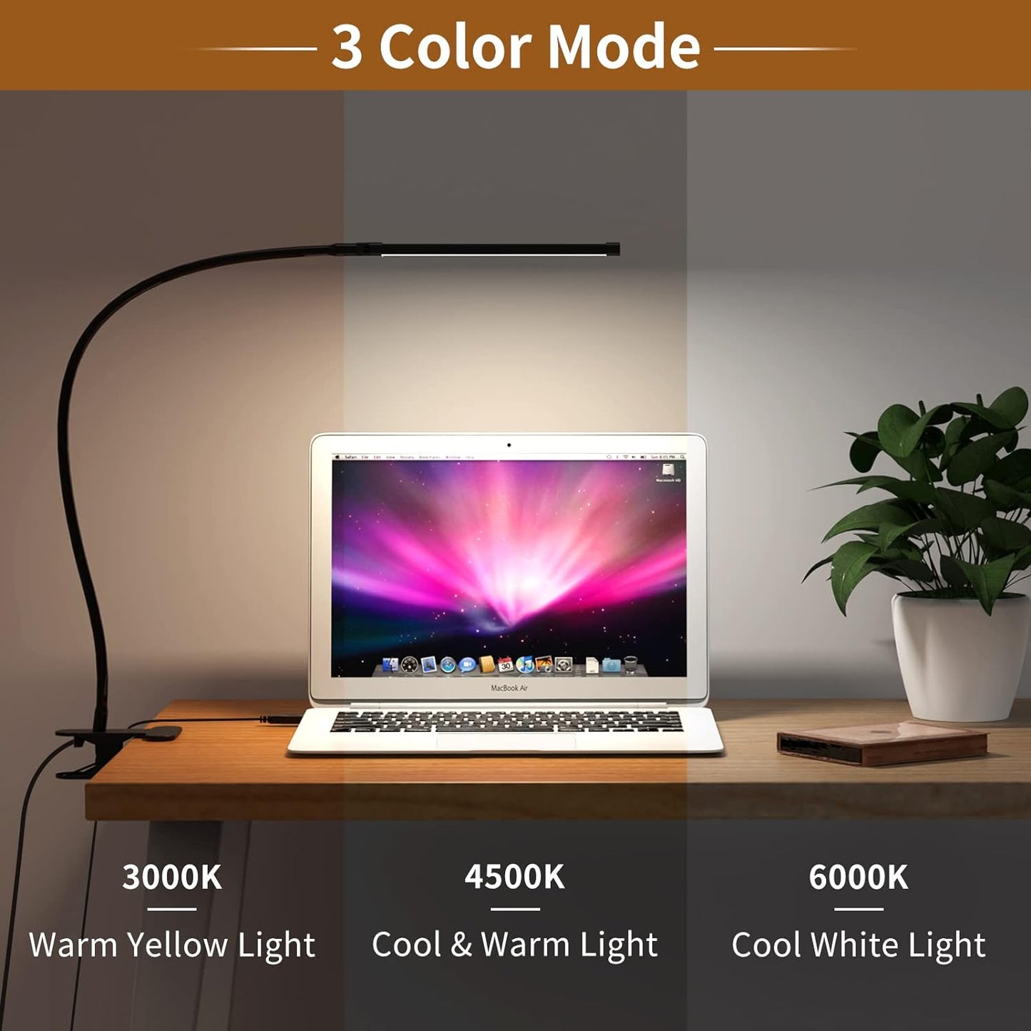 iZELL Book Light, LED Reading Light Clip On [3 Color Modes & 10 Brightness Levels] Flexible Gooseneck Book Lamp for Kids Reading in Bed at Night, Clip to Bedside Table, Headboard or Dorm