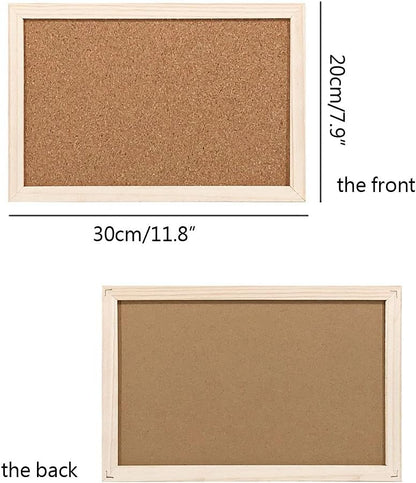 Cork Board 7.9" x 11.8" Wooden Framed Bulletion Board Decorative Hanging Message Board for Home School Office