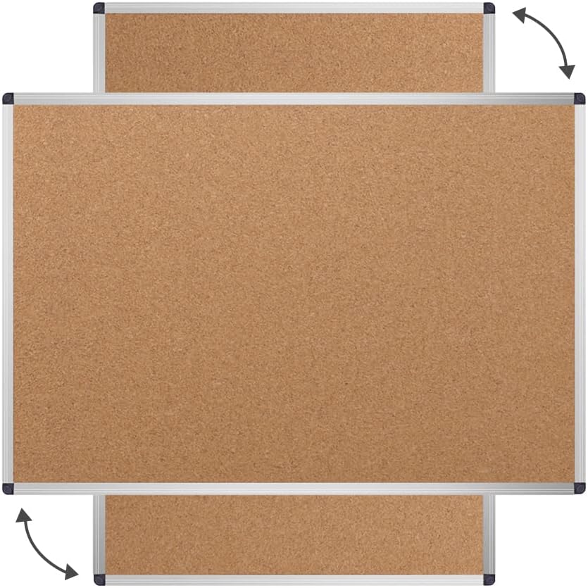 VIZ-PRO Cork Notice Board, 36 X 24 Inches, Silver Aluminium Frame
