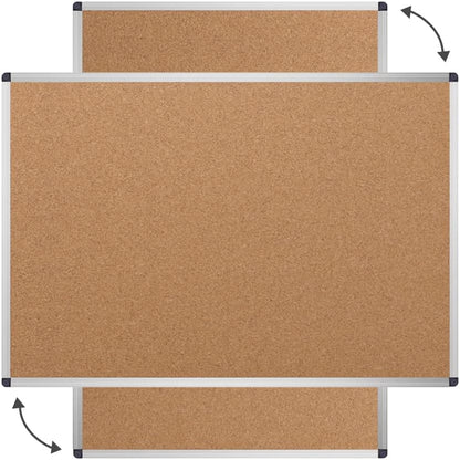 VIZ-PRO Cork Notice Board, 36 X 24 Inches, Silver Aluminium Frame