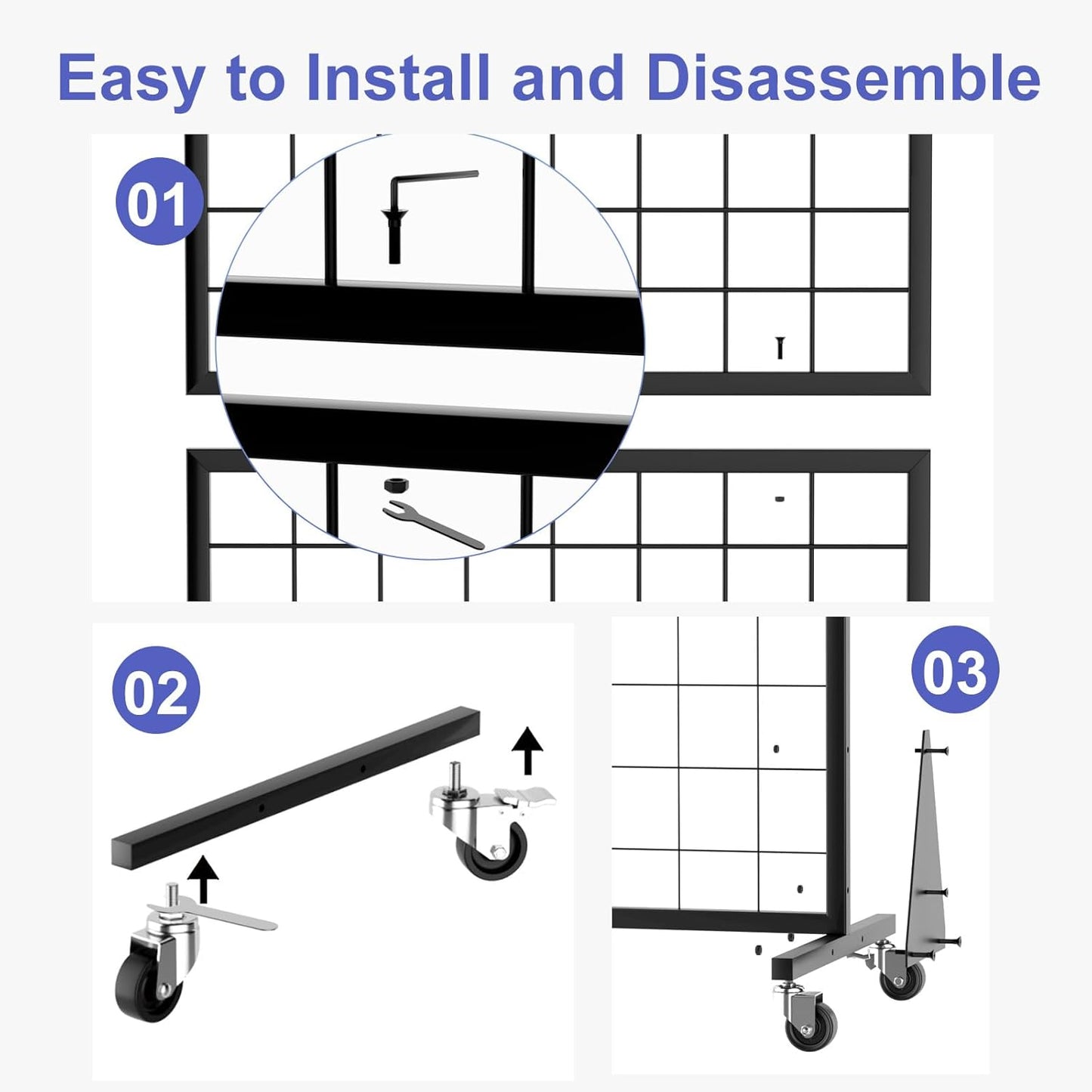 2-Pack 2'x5.5' Ft Gridwall Panel Display Stands 2'x5.5' Ft, Heavy Duty Floor Standing Retail Display Rack with Triangle Base for Retail Art Show