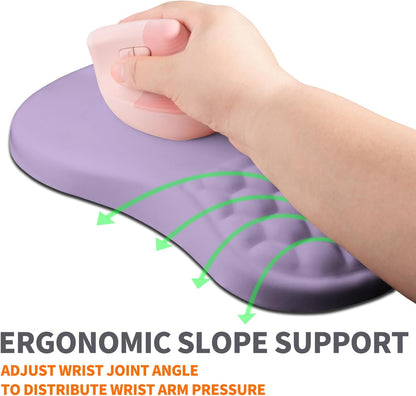 Ergonomic Joint Wrist Support Mouse Pad with Memory Foam Cushion Massage Bump, Carpal Tunnel Pain Relief Mousepad Slope Design for Wrist Rest, 11.8x7.9 in, Black