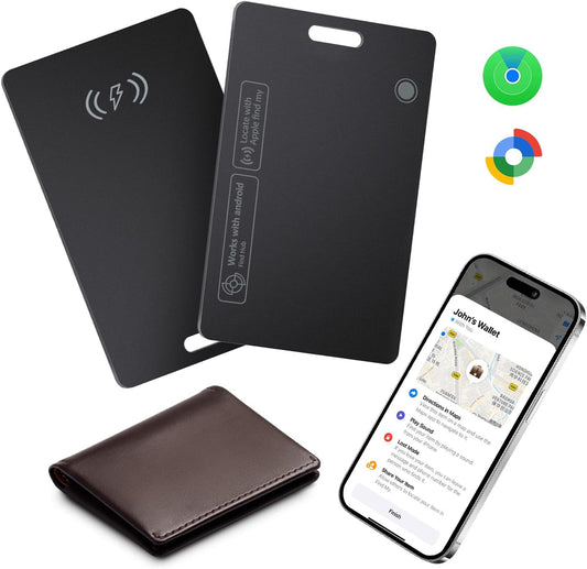 Wallet Tracker Card Work with Apple Find My, Ultra-Slim Rechargeable Tracking Card Credit Card Tracker for Wallet, Luggage, Passport (for iOS, 2 Pack)