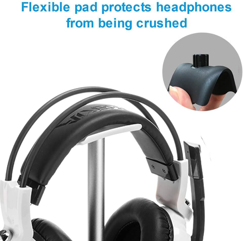Headphone Stand, Universal Aluminum Metal Holder for AirPods Max, HyperX Cloud II, Xbox One, Turtle Beach, Sennheiser, Sony, Bose, Beats PC Gaming Headset Display & Bluetooth Headphones (Black)