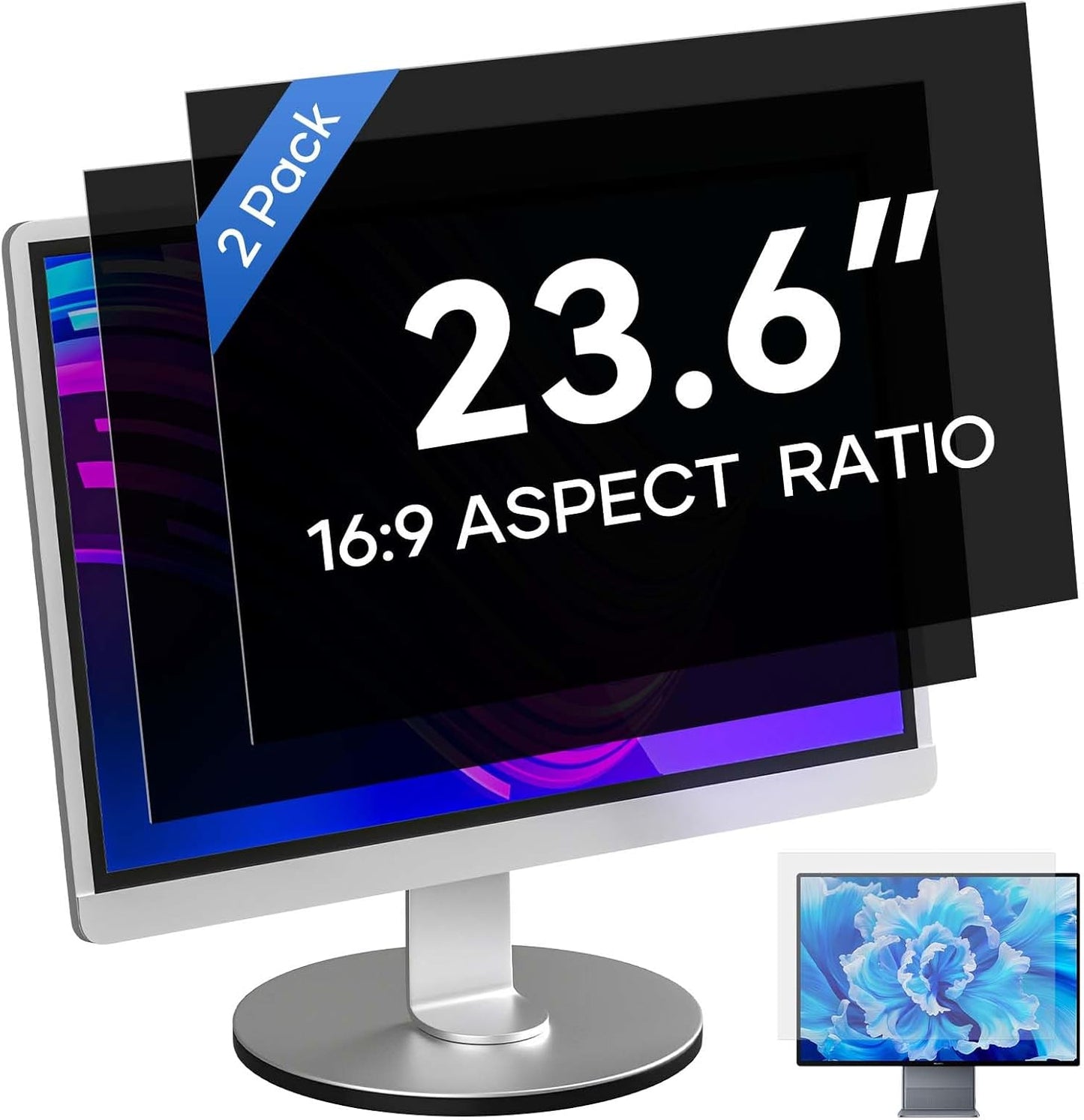 [2 Pack] 24 Inch Computer Privacy Screen for 16:9 Aspect Ratio Widescreen Monitor, Eye Protecting Anti-glare Blue Light Display Screen Privacy Protection, Removable Anti-scratch Coating