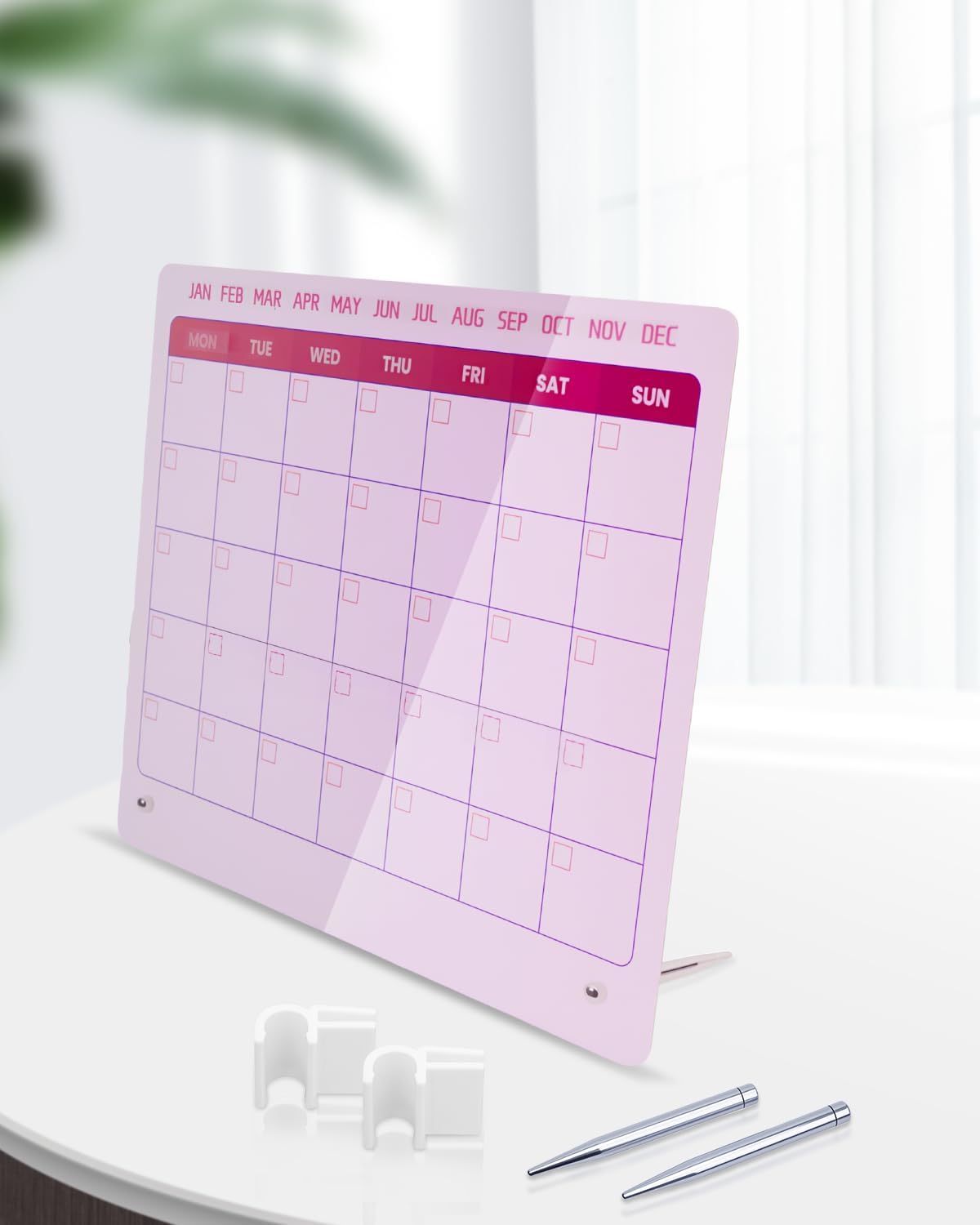 UCEC Dry Erase Calendar for Desk, 12" x 10" Weekly Planning Reminder Board, Dry Erase to Do List Calendar for Office with Stand and Pen Clip for Home Office & School Organization