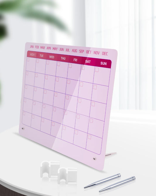 UCEC Dry Erase Calendar for Desk, 12" x 10" Weekly Planning Reminder Board, Dry Erase to Do List Calendar for Office with Stand and Pen Clip for Home Office & School Organization