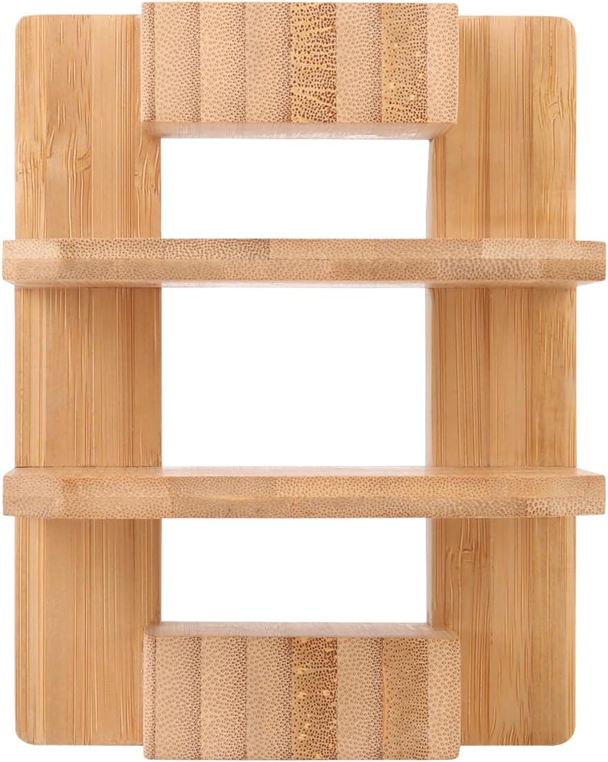 Donxote Bamboo Cutting Board Organizer Rack - Pot Lid, Baking Pan, Bakeware & Knife Holder, Cabinet and Countertop Storage Stand for Kitchen, Dish, Plate, and Cookbook