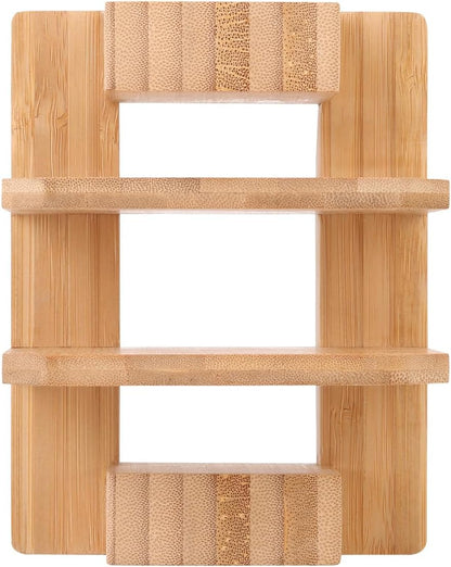 Donxote Bamboo Cutting Board Organizer Rack - Pot Lid, Baking Pan, Bakeware & Knife Holder, Cabinet and Countertop Storage Stand for Kitchen, Dish, Plate, and Cookbook