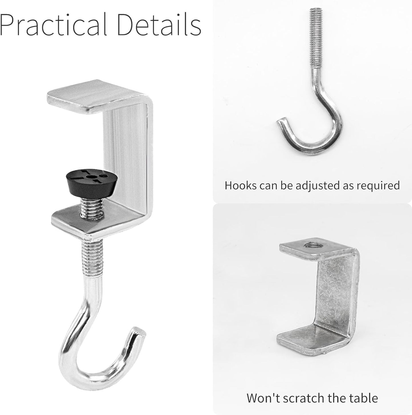 2 Pcs Desk Mount Bag Holder Hook Clamp-On Backpack Hanger Portable Desk Mount Headphones Holder Reduce Desk Clutter for Table Desk, Under Counter