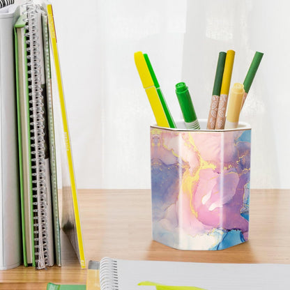 Pen Holder, Pencil Holder for Desk, Marble Desk Organizer Cute, Durable Ceramic Pencil Cup, Decorative Makeup Brush Holder Cup, Stationery Holder for Office, Home, Gray Marble