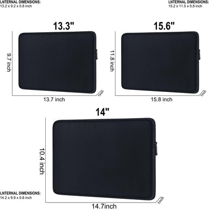 Laptop Sleeve 15.6 Inch, Shockproof Protective Traveling Computer Case, Water Resistant Portable Laptop Carrying Bag Compatible for Lenovo, HP, Dell, Asus,MacBook, Notebook, Black