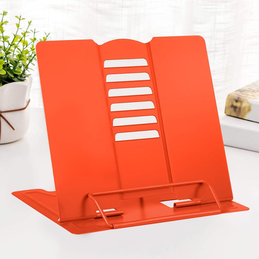 MSDADA Desk Book Stand Metal Reading Rest Book Holder Adjustable Cookbook Documents Holder Bookstands for Recipes Textbook Music Books, the First Day of School Gift for Students, Teachers (Light Blue)