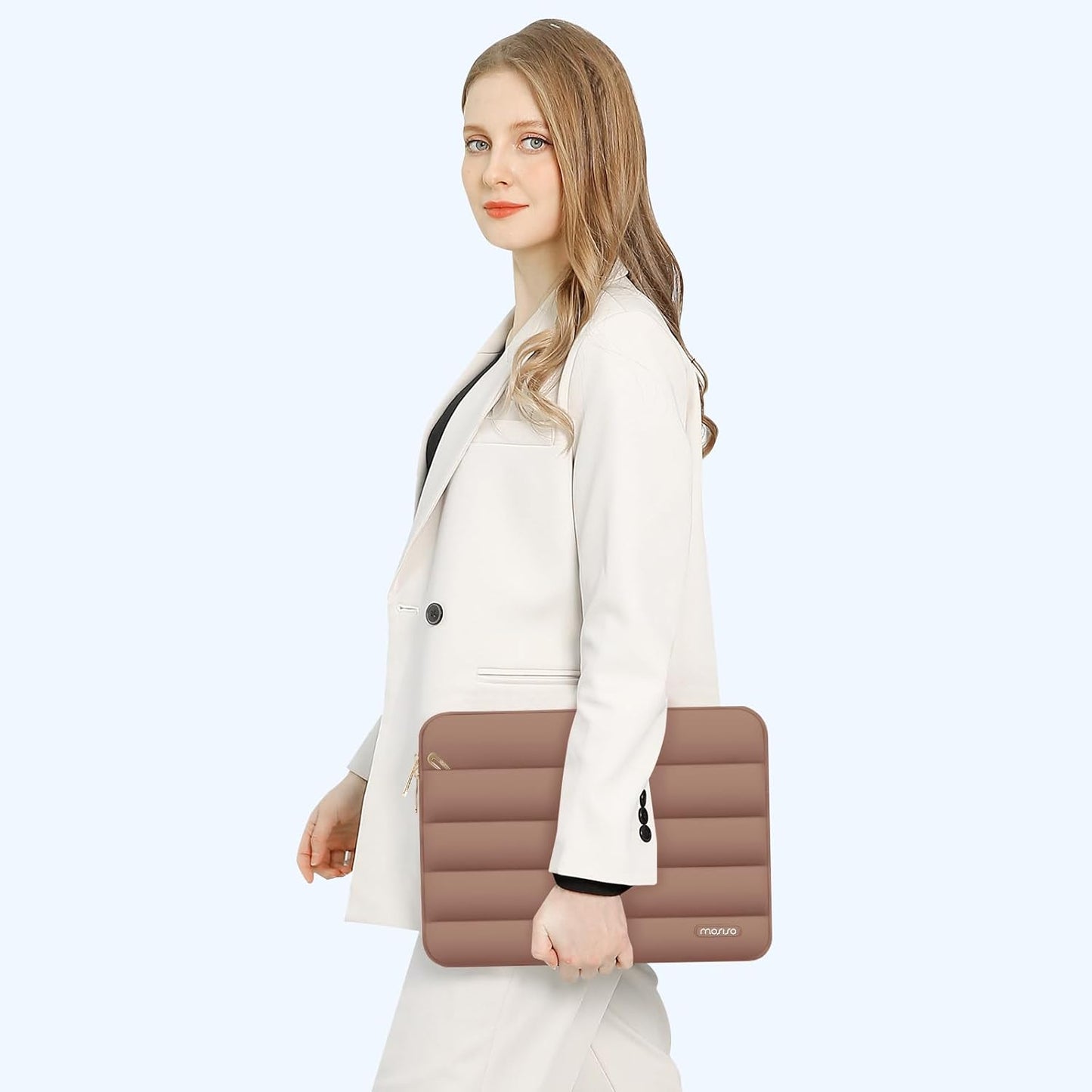 MOSISO Laptop Case 13.3 inch,13-13.3 inch Puffy Laptop Sleeve Compatible with MacBook Neo/Air 13.6 M5 M4 M3 M2 M1/Pro 13/14,HP Dell ASUS Lenovo,Polyester Horizontal Bag with Small Case, Sand