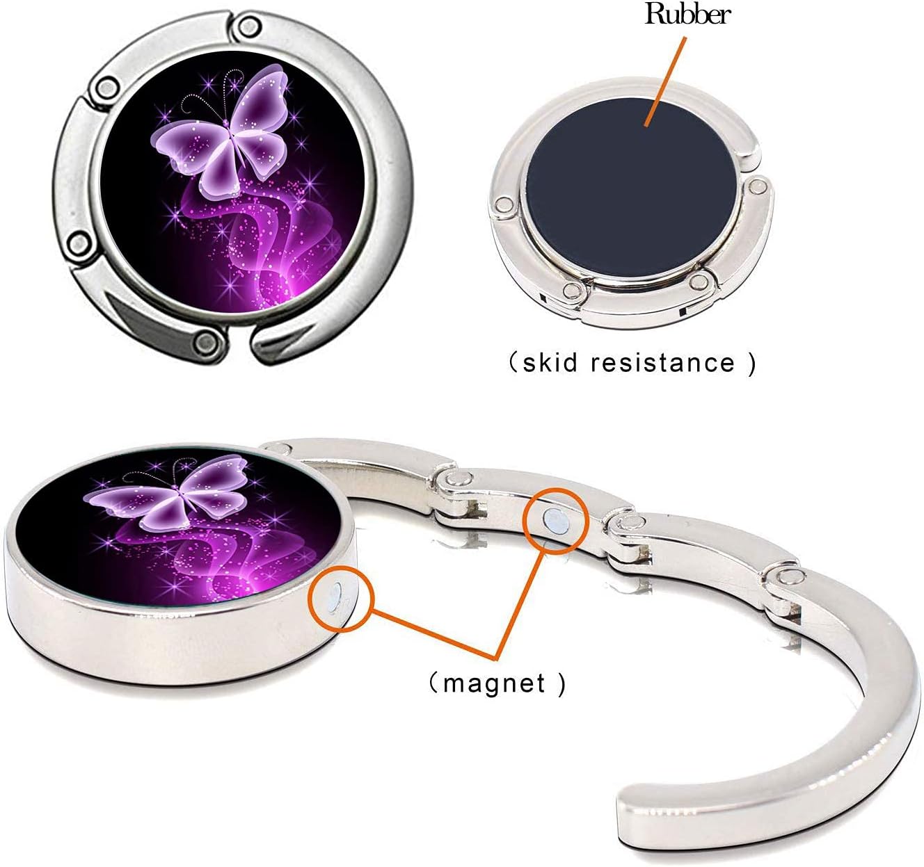Bosketo Foldable Purse Hook Womens Bag Table Hanger Collection Desk Hooks for Purse (3pack Pretty Floral Hook)