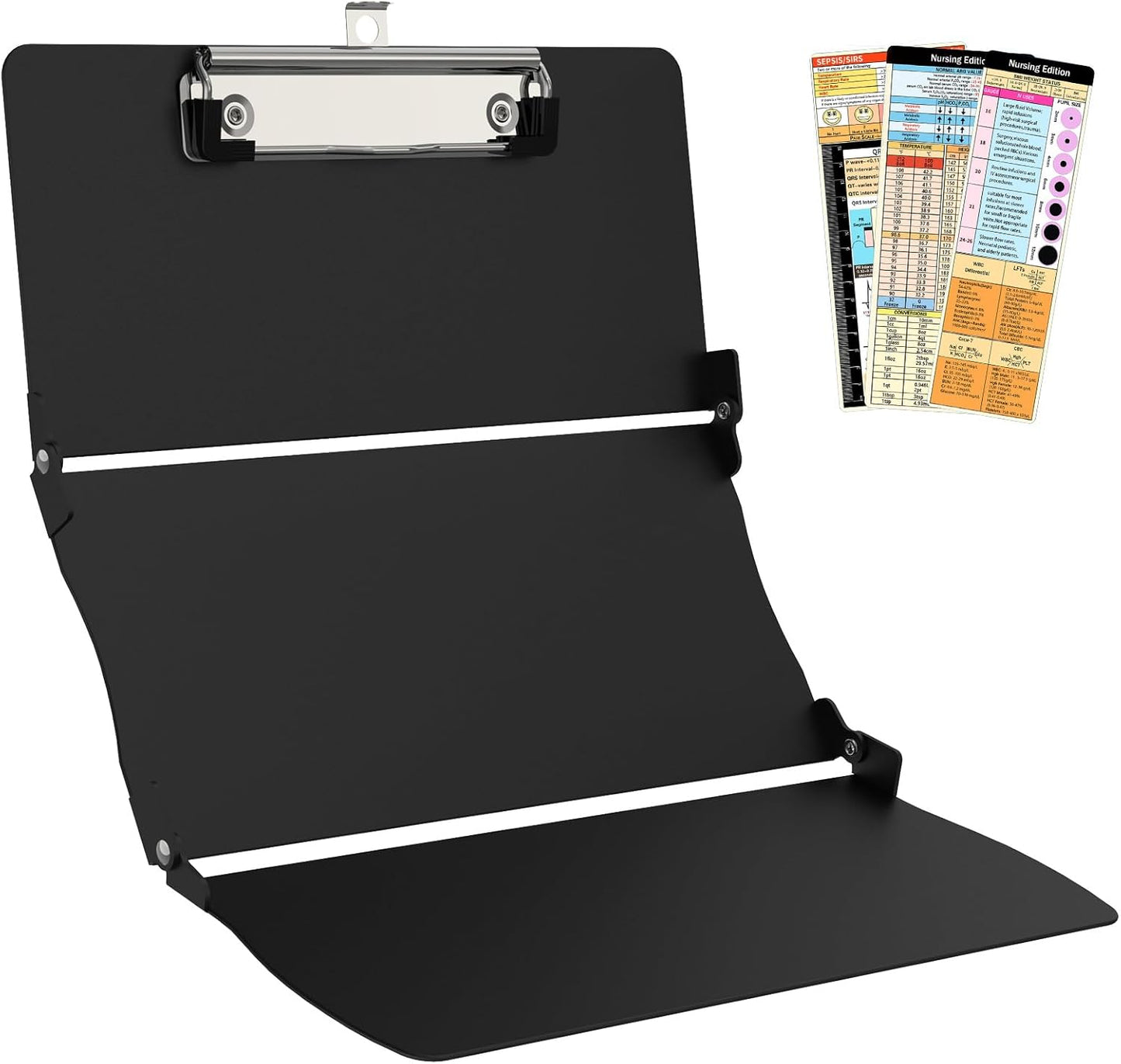 Clipboard Foldable Without Edition Cheat Sheets Aluminum 3 Layers Foldable Clipboards Pocket Size Profile Clip Clipboards Notepad for Students, Nurses,Contractor Trucker Driver