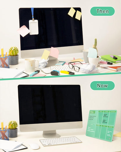 Desktop Thickened Acrylic Dry Erase Board, Weekly White Board with to Do List, Tabletop Whiteboard with Stand, Frameless Dry Erase Pink White Board，9.5"x6.7" for Office, Home, School(Desktop-PK-1724)
