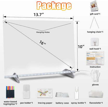 Led Note Board with Colors,16''Drawing Tablet,6 Modes & 8 Colors Light Up Drawing Board,Kids Toy with 13 Light Effects,Birthday Holiday Day Gifts for Girls & Boys Age 3+,Tracing Book（White）