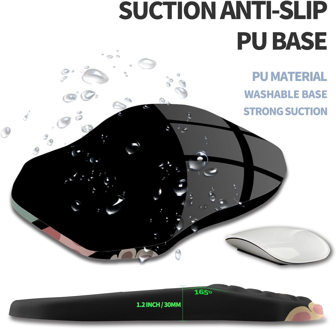 Ergonomic Raised Mouse Pad Wrist Support with Bilateral Slope Memory Foam Mousepad for Wrist Rest and Carpal Tunnel Pain Relief 11.8x7.9〃 Black