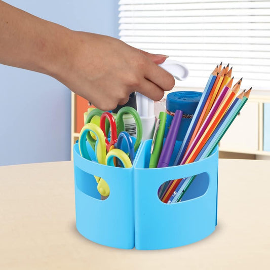 Learning Resources Create-a-Space Storage Mini Center Blue - Desk Caddy Organizer for Kids, Art Supplies Classroom Organizer, Homeschool Supply Organizers and Classroom Storage, Marker Holder