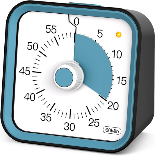Visual Timer for Kids with Pause Function, 60 Minute Countdown Timer for Kids Desk Study, Teaching, Kitchen Cooking, Office Meetings, Time Management for ADHD (White)