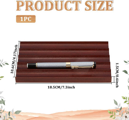 MAYJOYDIY Wooden Pencil Holder Tray Walnut Desk Pen Holder with 5 Grids Office Desk Pencil Organizer Writing Instrument Rest Suitable for School, Home, Office, Desktop Art Accessories