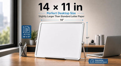 2-Pack Magnetic Dry Erase Whiteboard, Vertical and Horizontal - 14x11 Inch Double-Sided Desktop White Board with Stand Portable Small Whiteboard for Office, Home, Drawing & Notes