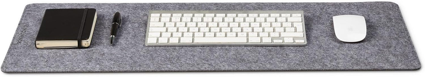 Premium Felt Desk Mat | Medium 12" x 36" | Multifunctional Desk Pad for Home Office | Light Gray