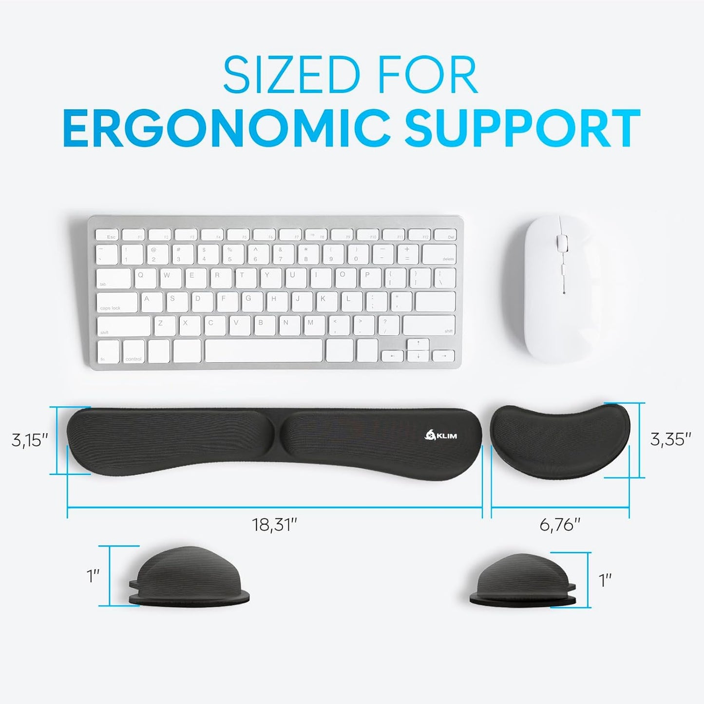 KLIM Mouse & Keyboard Wrist Rest Set - Silky Gel Memory Foam - Ergonomic Wrist Rest for Computer Keyboard, Wrist Pad for Keyboard + Wrist Rest for Mouse - for Gaming and Office - Pain Relief - Pink