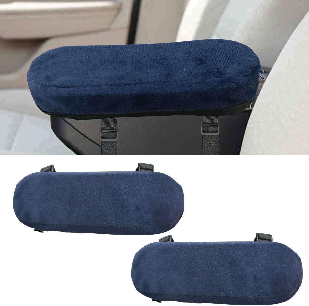 BDZMC 2PCS Car Seat Armrest Covers, Soft & Comfortable Office Chair Arm Pad, Anti-Scratch Car Armrest Cushion, Universal Car Armrest Pillow Protector Cover for Most Cars (Grey)