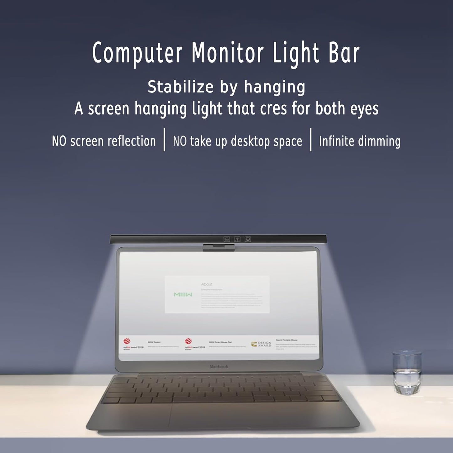 BY-J Computer Monitor Light Bar, Eye-Care USB Reading LED Task Lamp with Touch Control, Fit for Curved Monitor, No Screen Glare Dimmable Desk Lamp Computer Monitor Light Bar for Screen Home Office