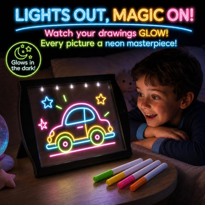 Marvin's Magic Glow Art Neon LED Drawing Board for Kids - Pink Doodle Board with Glow in the Dark Markers - Light Up Tracing Pad and Drawing Tablet - Mess Free Arts and Crafts Set Ages 5+