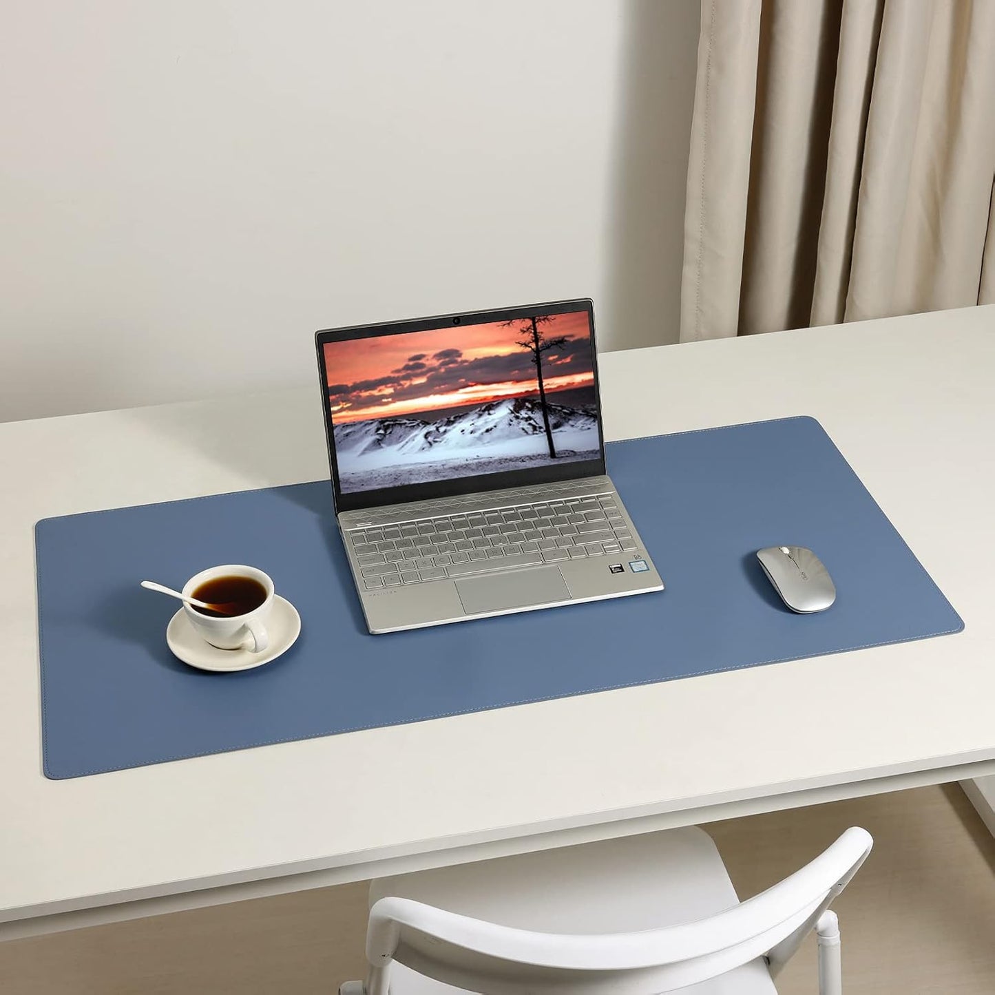 Leather Desk Pad,Wolaile 36x17 inch Large Mouse Pad,Waterproof Non-Slip Writing Desk Blotter,Computer Mat Desktop Protector for Office Home,Black