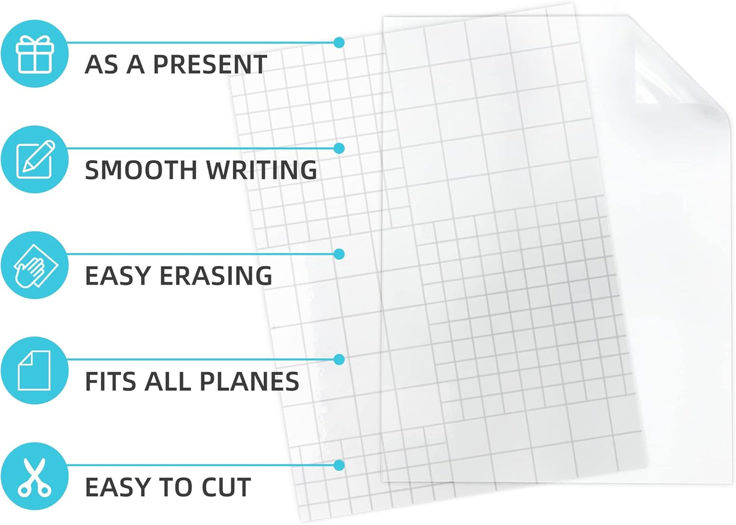 Dry Erase Board Sticker- Whiteboard Stickers-8.27''x11.69'' Removable Dry Erase Sheets- Fridge Dry Erase Paper for Wall/Desk/Refrigerator/Door/Locker/Home/Office/Classroom (White-2Pcs)