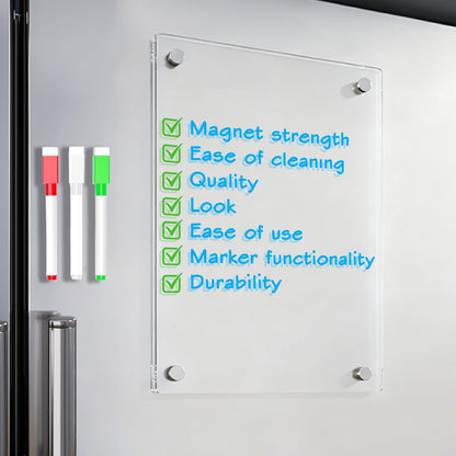 Magnetic Dry Erase to Do List Board for Fridge, 12 X 8 inch Acrylic Shopping List Whiteboard with 3 Markers