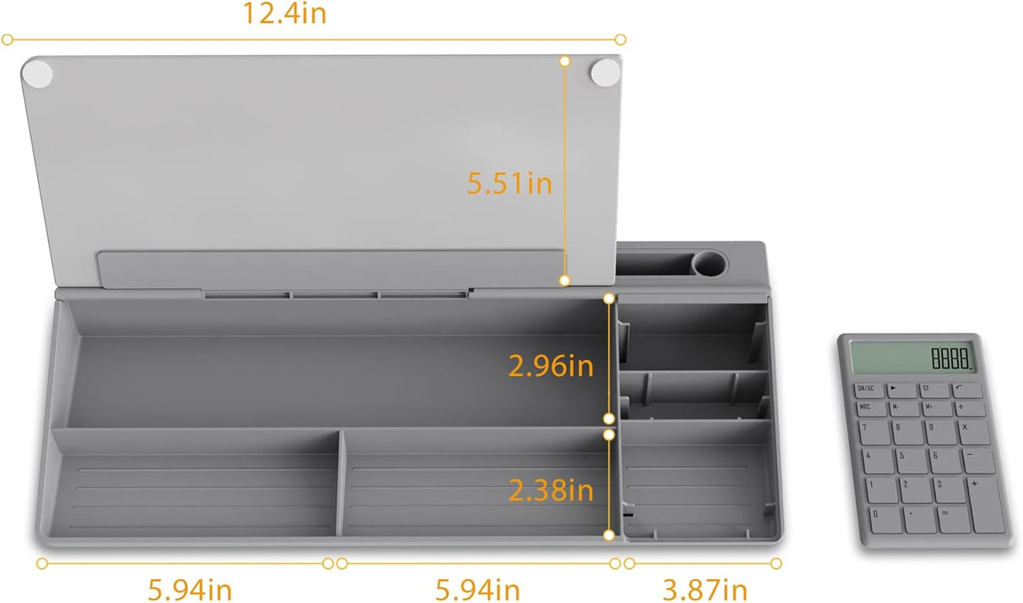 TOWON Small Compact Glass Desktop Whiteboard with Storage – 12 x 7 in Dry Erase Board for Desk, Home Office, School | Includes 5 Markers, Eraser & Holder | Space-Saving Organizer, Aesthetic Rose Gold