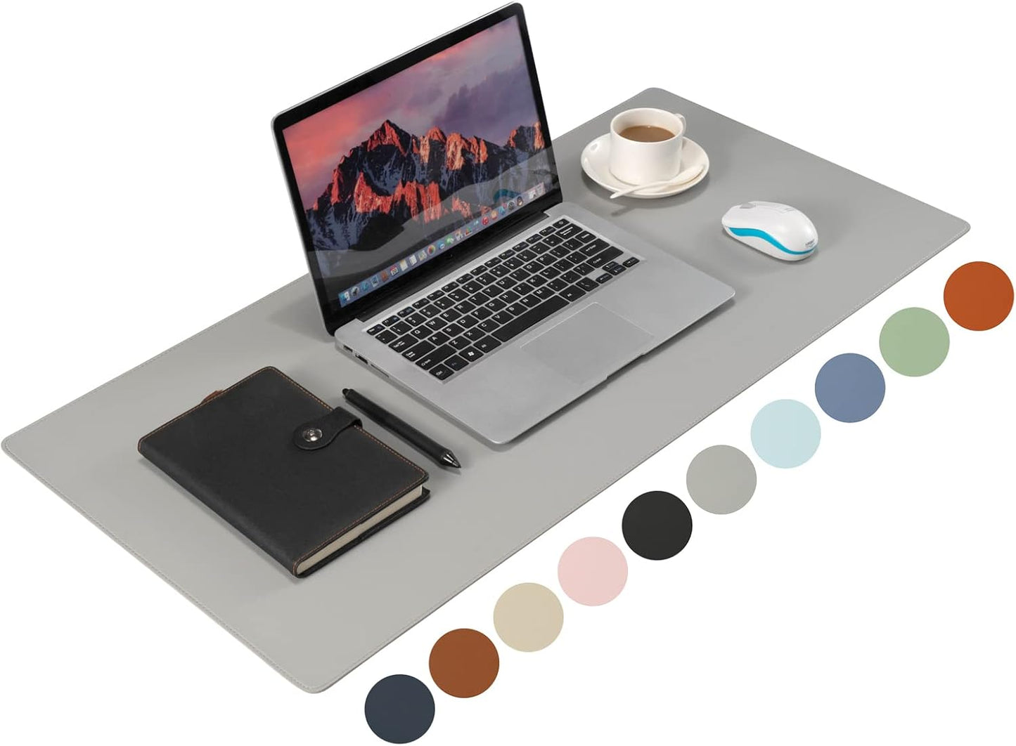Leather Desk Pad,Wolaile 36x17 inch Large Mouse Pad,Waterproof Non-Slip Writing Desk Blotter,Computer Mat Desktop Protector for Office Home,Black