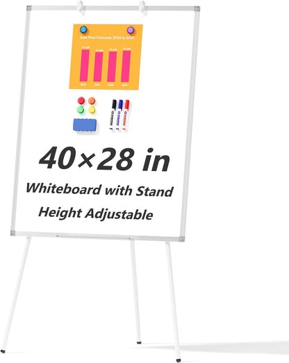 Large Whiteboard Easel with Stand, 36" x 24" Portable Standing Magnetic Dry Erase White Board, 3' x 2' Tripod Height Adjustable Flip Chart Easel for Home Office Classroom School, Silver