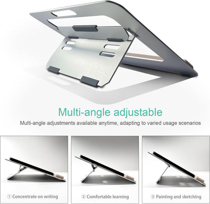 Aluminum Tablet Stand for iPad Air Pro Samsung Galaxy Tab and More 9.7/10.2/10.9/11/13inch,Adjustable Portable Mountwith Wrist Rest & Pencil Holder,Drawing/Desk/Writing (Silver)