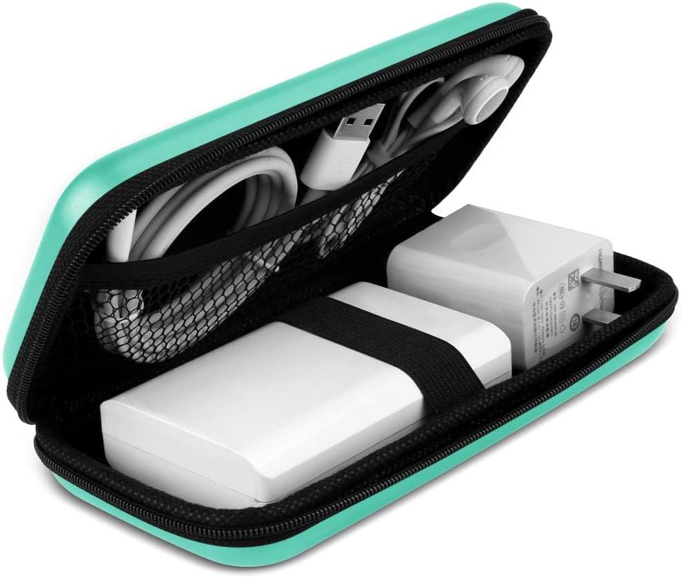 iMangoo Travel Essential Electronics Organizer Pouch Charger Case, Shockproof Dual Zipper Power Bank Cables Tech Accessories Purse, Men & Women Travel Must Have Storage Bag, 6.5x3.2x1 inch Rose Gold