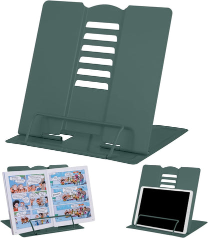 MSDADA Desk Book Stand Metal Reading Rest Book Holder Adjustable Cookbook Documents Holder Bookstands for Recipes Textbook Music Books, the First Day of School Gift for Students, Teachers (Light Blue)