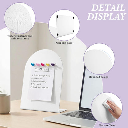 2 Pack Purple Magnetic Display Board, 11 × 8" Metal Desktop Magnet Bulletin Board, Anti-Slip Arch Memo Message Photo Display Board for Organized Space at Home, Office, Dorm, Store Table