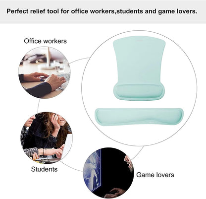 MOSISO Wrist Rest Support for Mouse Pad & Keyboard Set, Ergonomic Mousepad Non-Slip Base Home/Office Pain Relief & Easy Typing Cushion with Neoprene Cloth & Raised Memory Foam, Black
