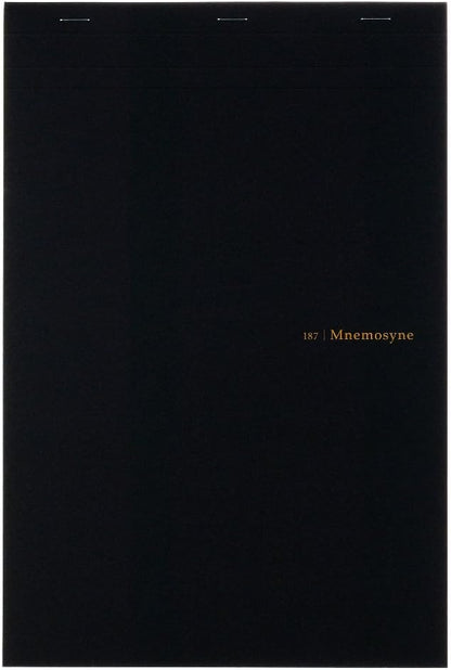 Maruman Mnemosyne Lined Notebook- Vertical A5, 5.83" x 8.27", 70 Sheets / 140 Pages, 7mm College Ruled With Center Line Journal, Perforated Pages & Wire-Bound to Lay Flat, Black, Made in Japan - Colors B