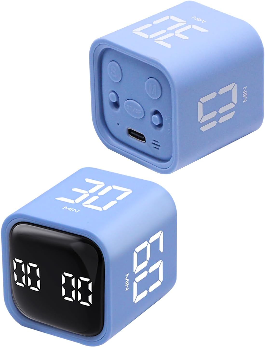 Productivity Timer Flip Gravity Sensor Cube Timer Countdown & Countup,Mute & Vibrate & Sound，5/10/30/60min & Custom Timing, Perfect for ADHD,Work,Learning,Kitchen Cooking (1Black)