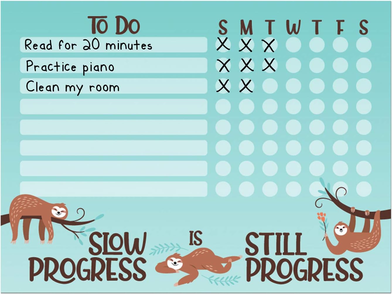 Dry Erase Whiteboard Task & Habit Tracker | Removable and Restickable Adhesive Decal | Fine-Tip Magnetic Marker Included | 9” x 12”